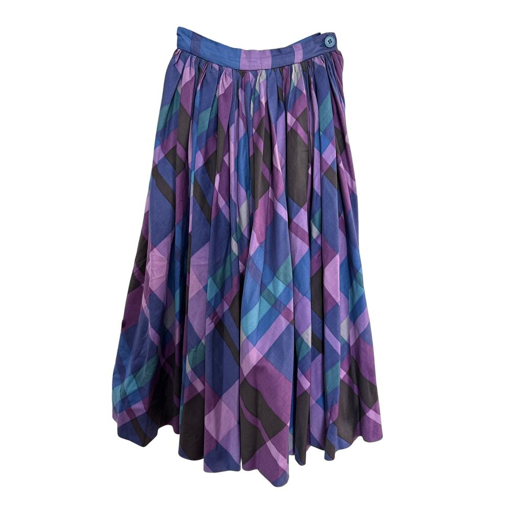 Vtg 50's circle plaid skirt Modern Jr by Gale & Gale TABIT metal zipper XXS